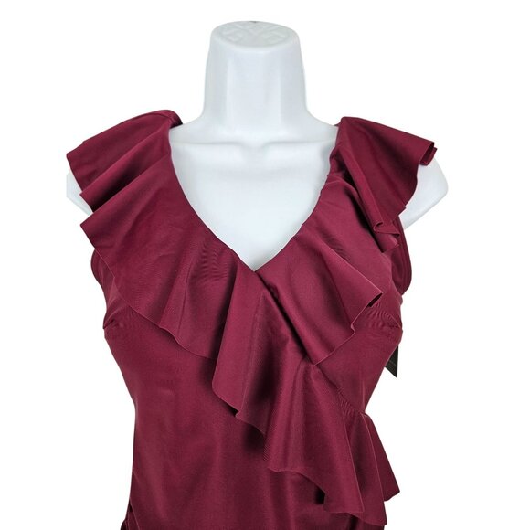 Blooming Jelly Womens Tummy Control One Piece Ruffle V Neck Swimsuit Size Medium - Picture 8 of 9